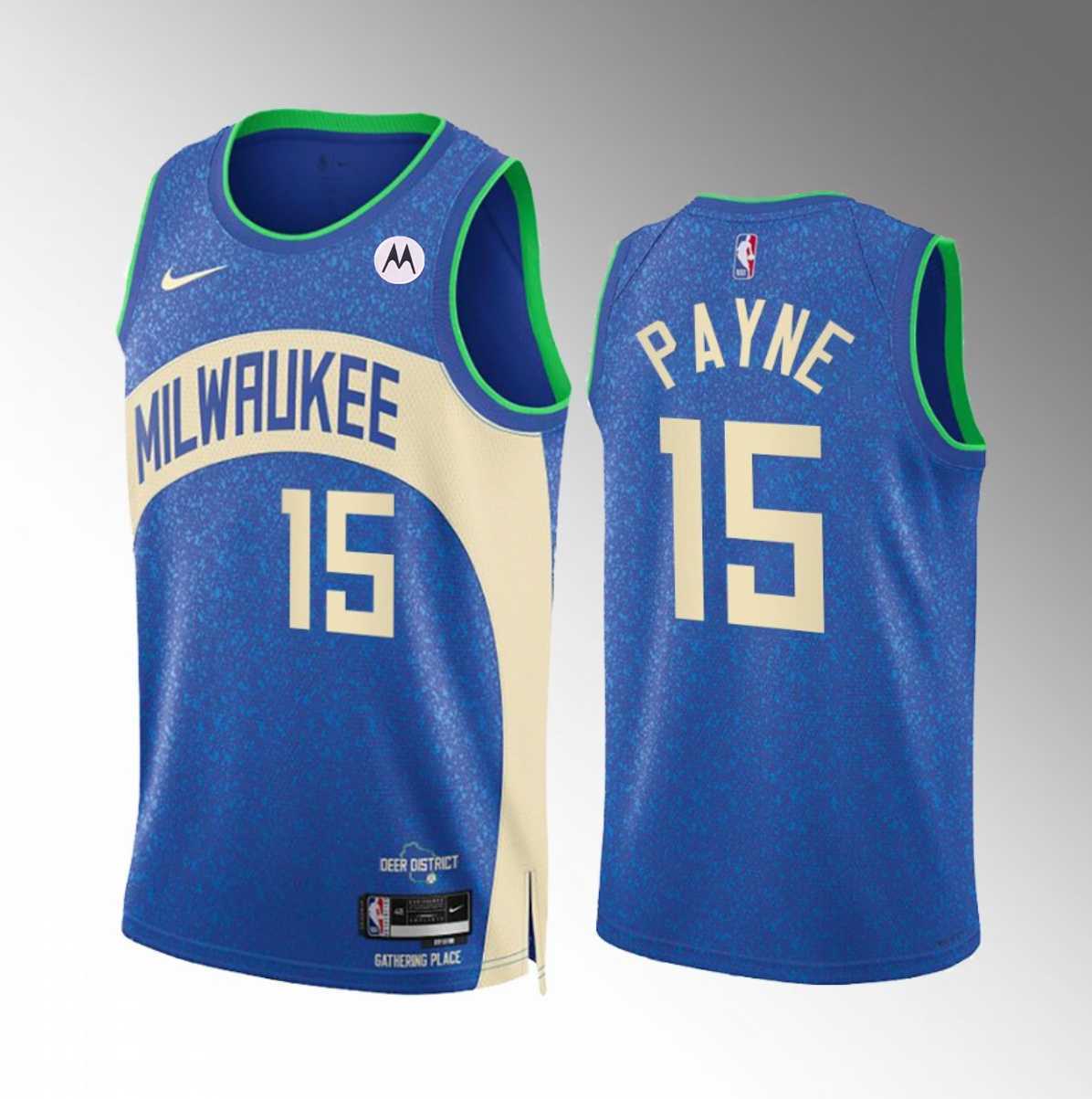 Men%27s Milwaukee Bucks #15 Cameron Payne Blue 2023-24 City Edition Stitched Basketball Jersey Dzhi->milwaukee bucks->NBA Jersey